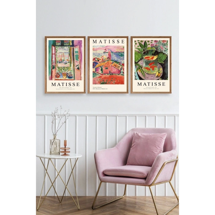 Matisse Üçlü Ahşap Çerçeveli Tablo 30 x 40