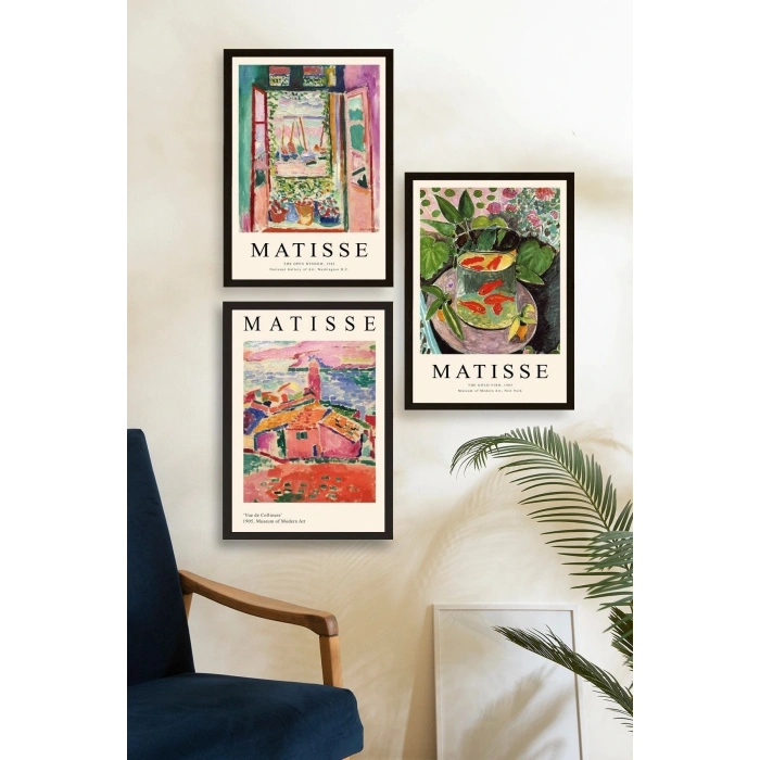 Matisse Üçlü Ahşap Çerçeveli Tablo 30 x 40