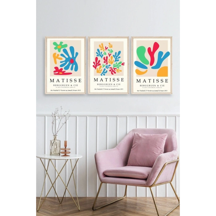 Matisse Üçlü Ahşap Çerçeveli Tablo 30 x 40