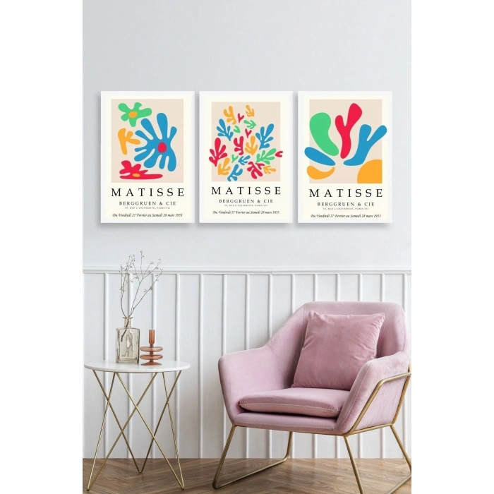 Matisse Üçlü Ahşap Çerçeveli Tablo 30 x 40