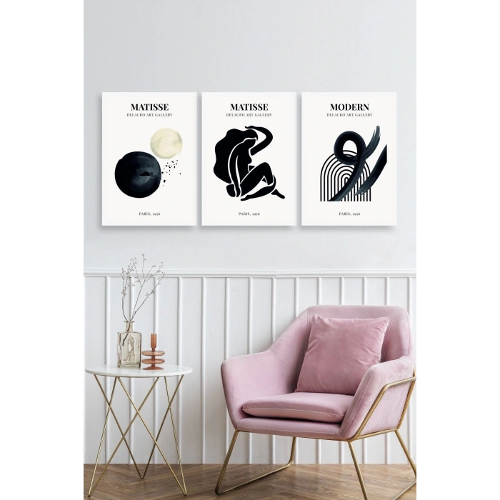 Matisse Üçlü Ahşap Çerçeveli Tablo 30 x 40