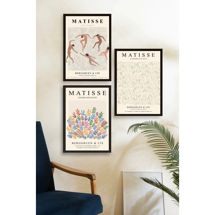 Matisse Üçlü Ahşap Çerçeveli Tablo 30 x 40