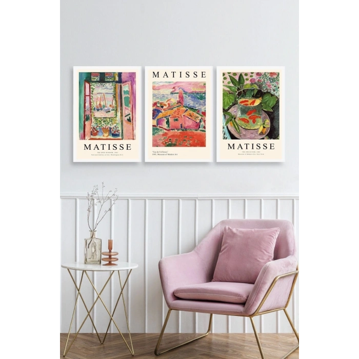 Matisse Üçlü Ahşap Çerçeveli Tablo 30 x 40