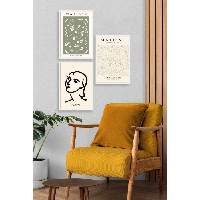Matisse Üçlü Ahşap Çerçeveli Tablo 30 x 40