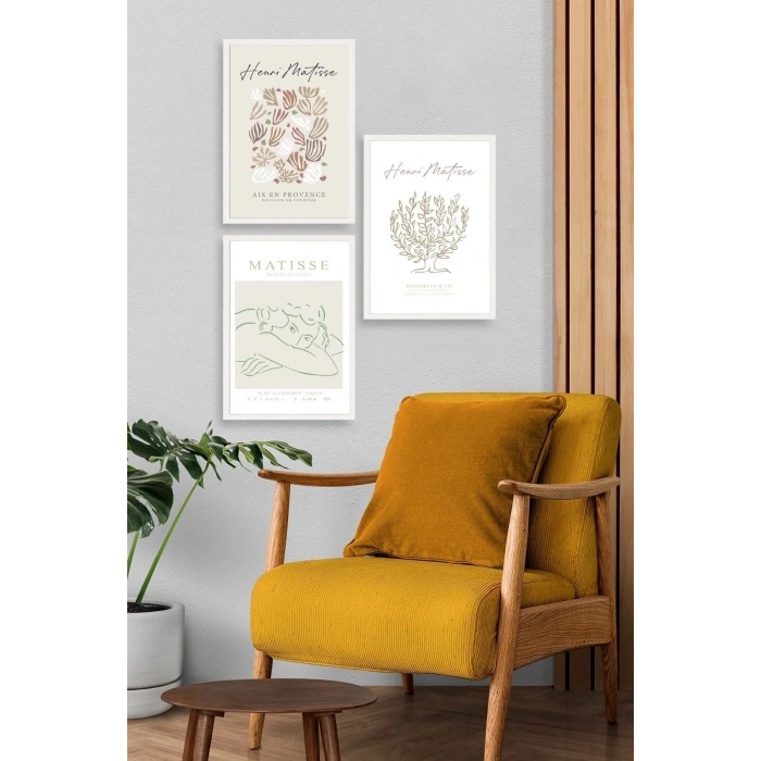 Matisse Üçlü Ahşap Çerçeveli Tablo 30 x 40