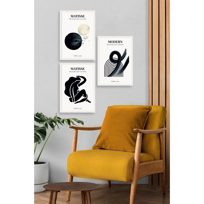 Matisse Üçlü Ahşap Çerçeveli Tablo 30 x 40