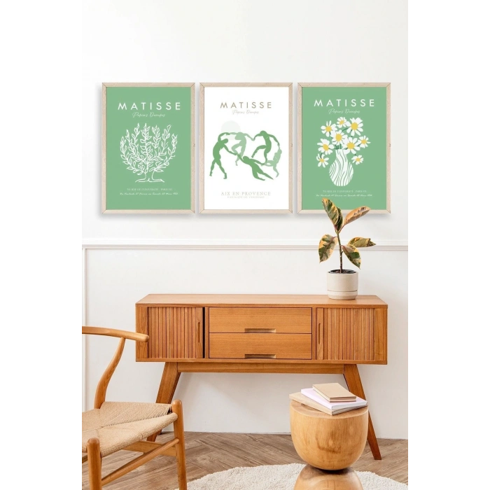 Matisse Üçlü Ahşap Çerçeveli Tablo 30 x 40