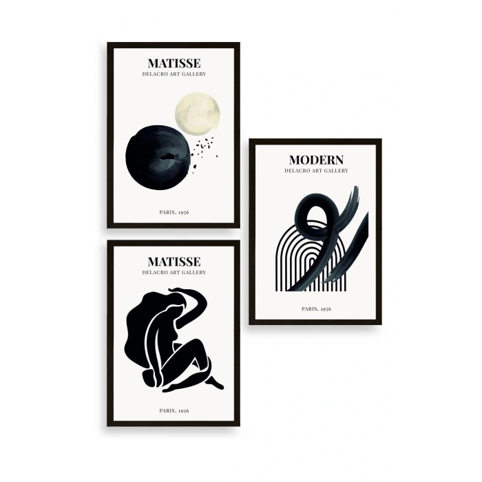 Matisse Üçlü Ahşap Çerçeveli Tablo 40 x 60