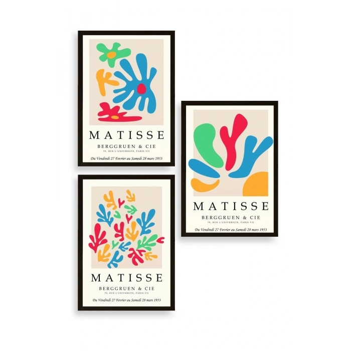 Matisse Üçlü Ahşap Çerçeveli Tablo 40 x 60