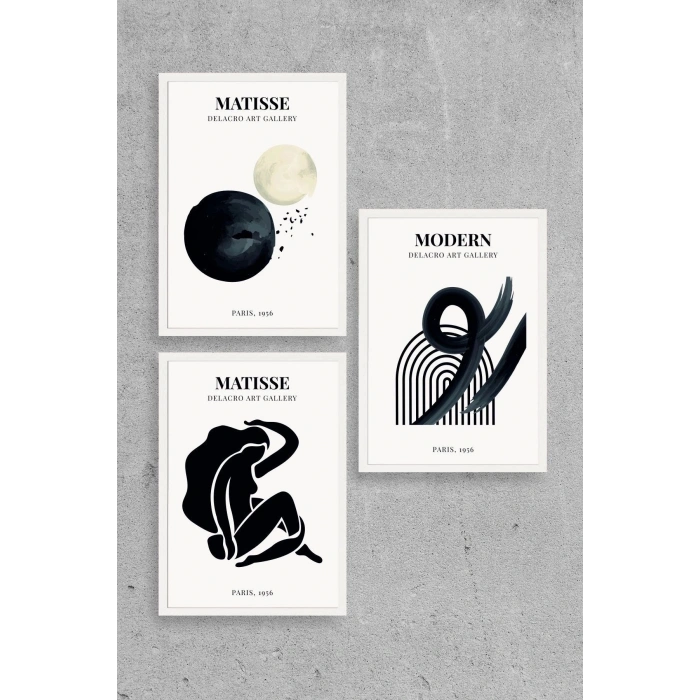 Matisse Üçlü Ahşap Çerçeveli Tablo 40 x 60