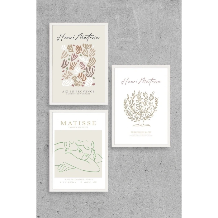 Matisse Üçlü Ahşap Çerçeveli Tablo 40 x 60