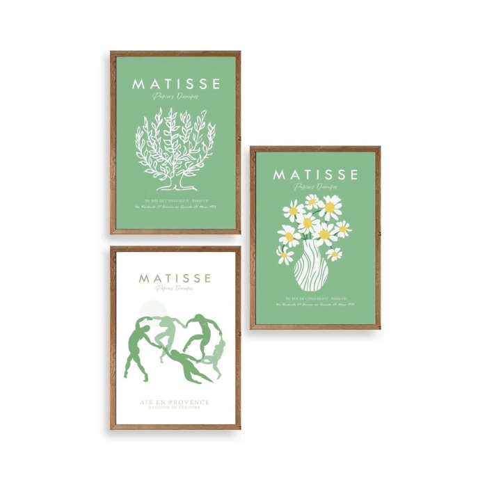 Matisse Üçlü Ahşap Çerçeveli Tablo 40 x 60