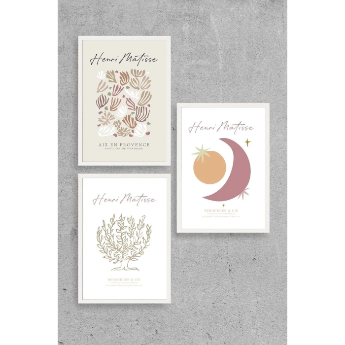 Matisse Üçlü Ahşap Çerçeveli Tablo 40 x 60