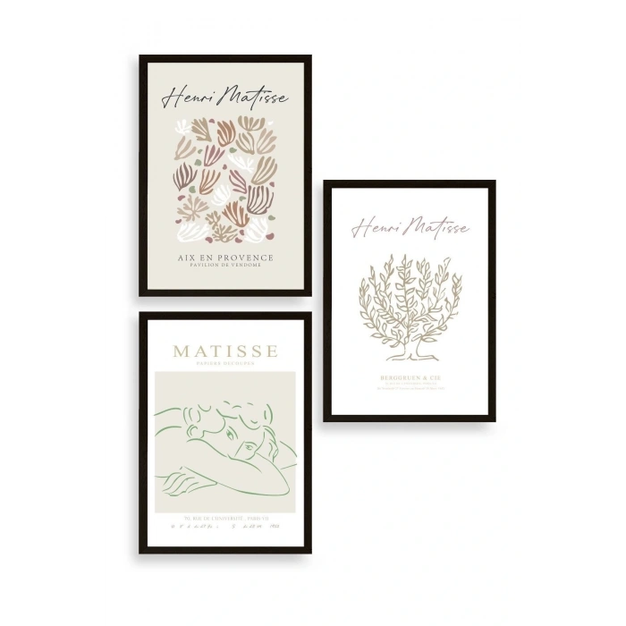 Matisse Üçlü Ahşap Çerçeveli Tablo 40 x 60