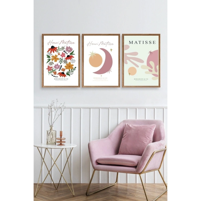 Matisse Üçlü Ahşap Çerçeveli Tablo 40 x 60