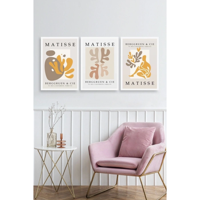 Matisse Üçlü Ahşap Çerçeveli Tablo 40 x 60