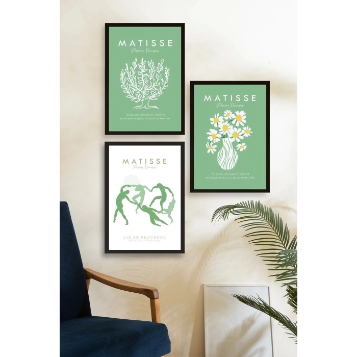Matisse Üçlü Ahşap Çerçeveli Tablo 40 x 60