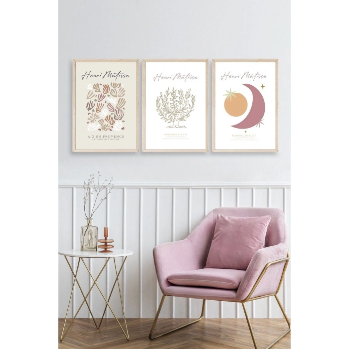 Matisse Üçlü Ahşap Çerçeveli Tablo 40 x 60