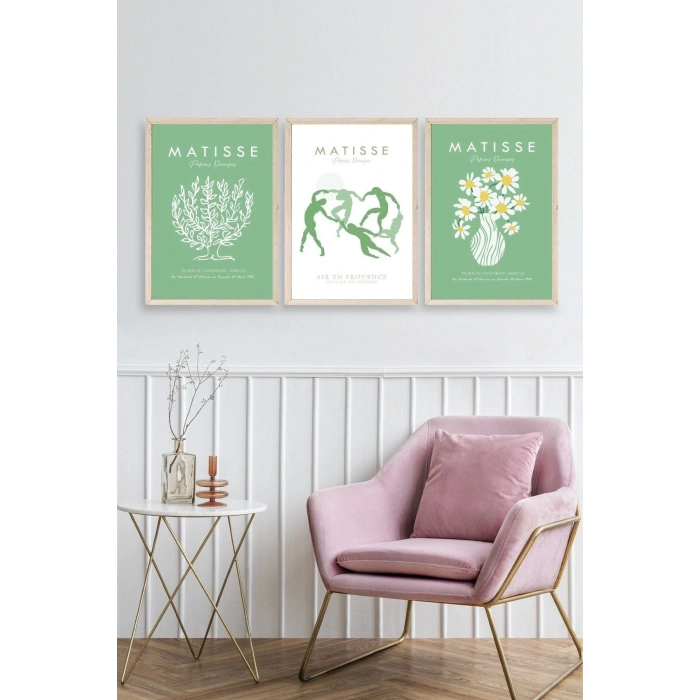 Matisse Üçlü Ahşap Çerçeveli Tablo 40 x 60