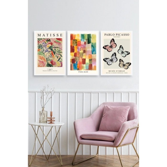 Matisse Üçlü Ahşap Çerçeveli Tablo 40 x 60