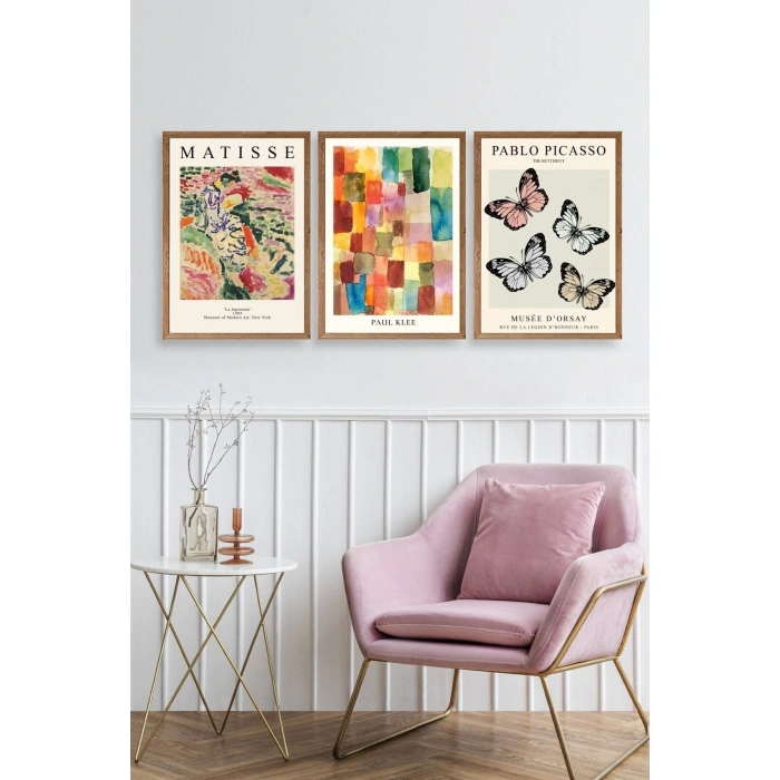 Matisse Üçlü Ahşap Çerçeveli Tablo 40 x 60