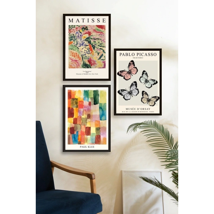 Matisse Üçlü Ahşap Çerçeveli Tablo 40 x 60