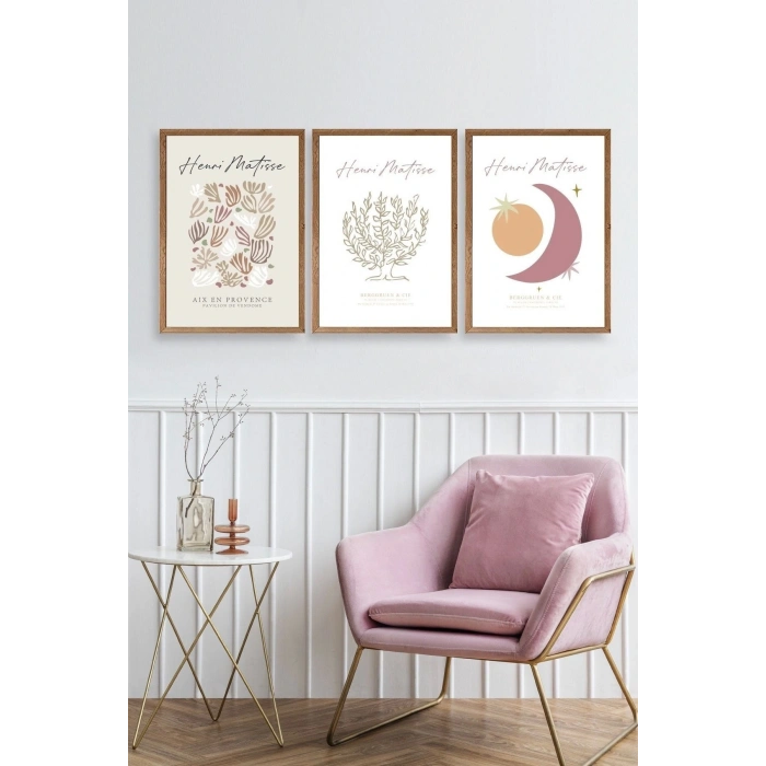 Matisse Üçlü Ahşap Çerçeveli Tablo 40 x 60