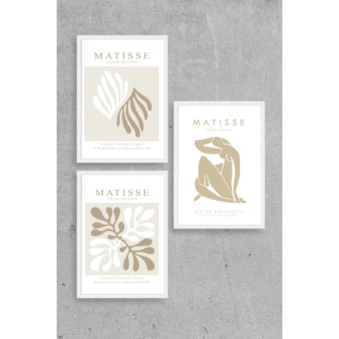 Matisse Üçlü Ahşap Çerçeveli Tablo 40 x 60