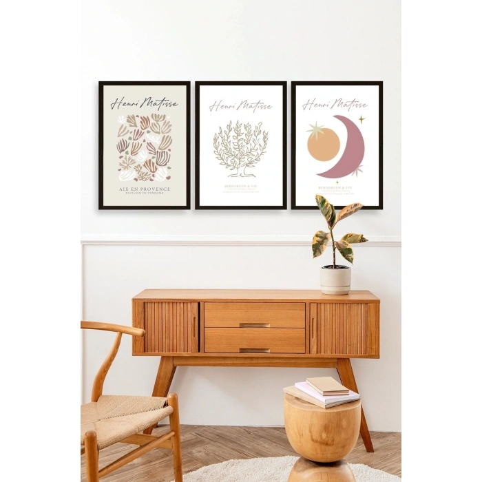 Matisse Üçlü Ahşap Çerçeveli Tablo 40 x 60