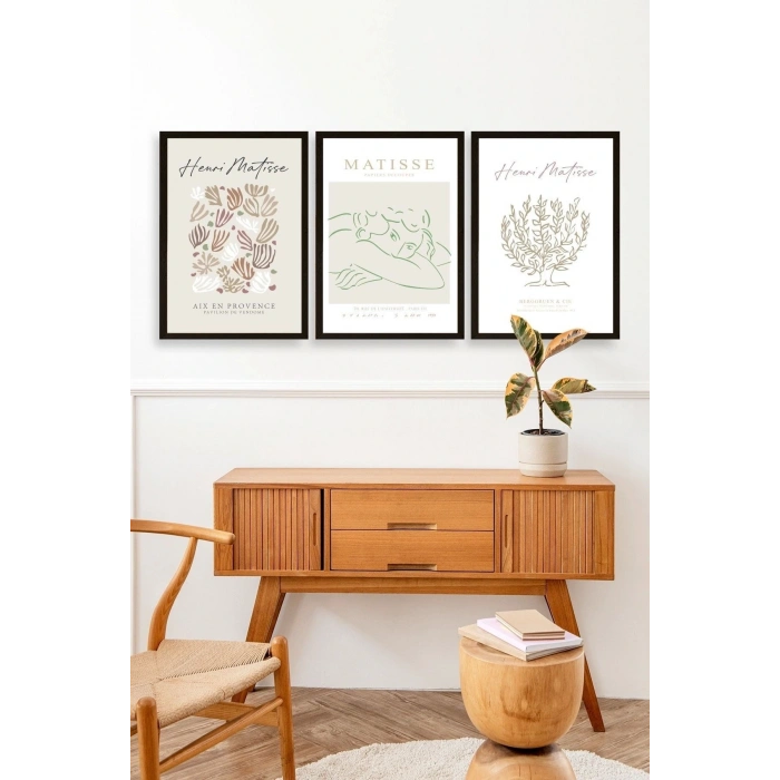 Matisse Üçlü Ahşap Çerçeveli Tablo 40 x 60