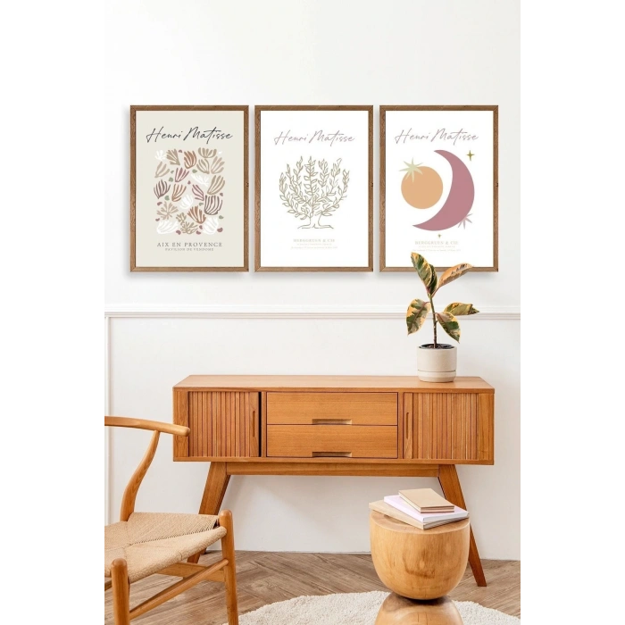 Matisse Üçlü Ahşap Çerçeveli Tablo 40 x 60