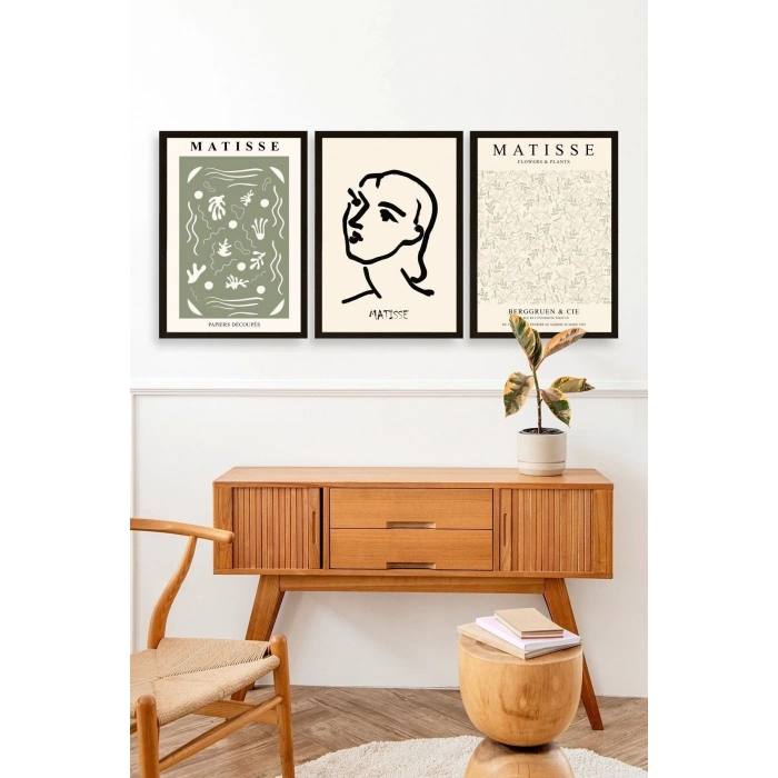 Matisse Üçlü Ahşap Çerçeveli Tablo 40 x 60