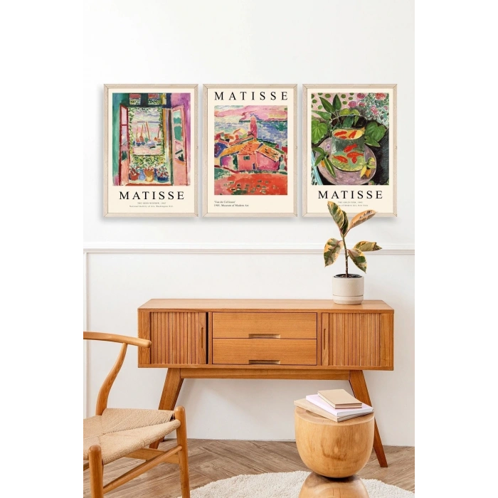 Matisse Üçlü Ahşap Çerçeveli Tablo 40 x 60