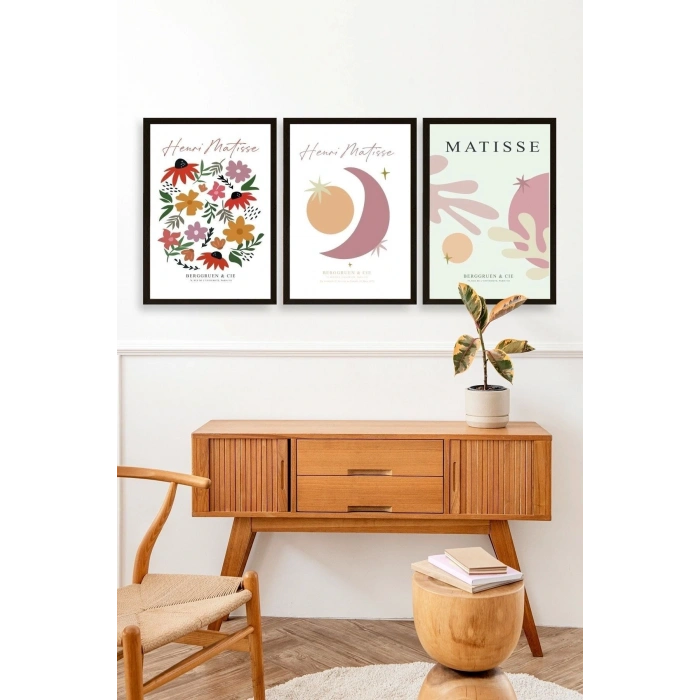 Matisse Üçlü Ahşap Çerçeveli Tablo 40 x 60
