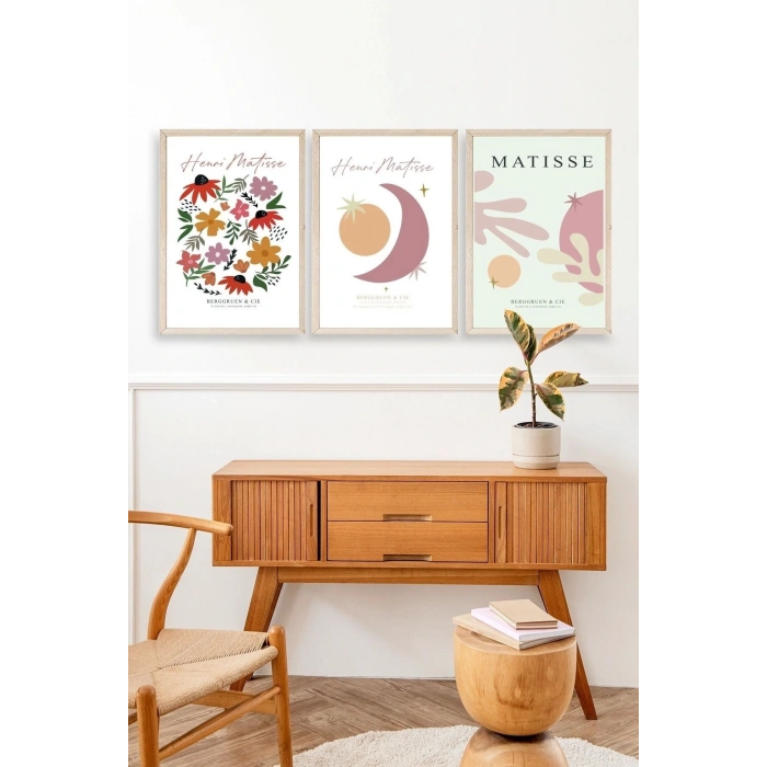 Matisse Üçlü Ahşap Çerçeveli Tablo 40 x 60