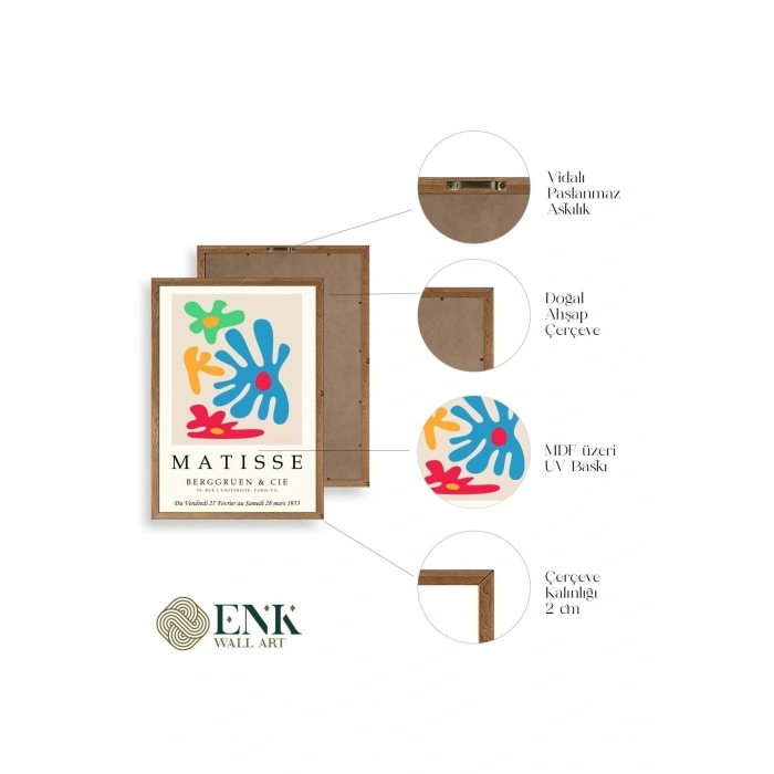 Matisse Üçlü Ahşap Çerçeveli Tablo 40 x 60