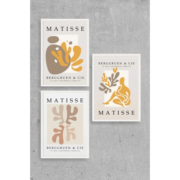 Matisse Üçlü Ahşap Çerçeveli Tablo 50 x 70