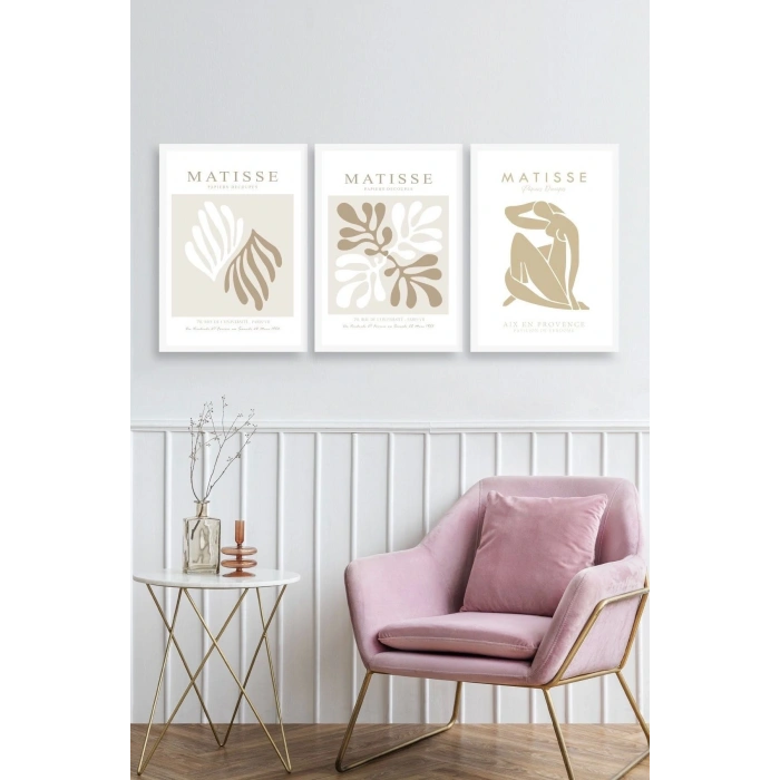 Matisse Üçlü Ahşap Çerçeveli Tablo 50 x 70