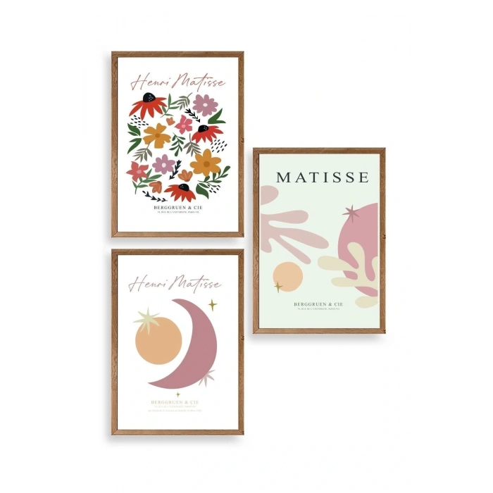 Matisse Üçlü Ahşap Çerçeveli Tablo 50 x 70