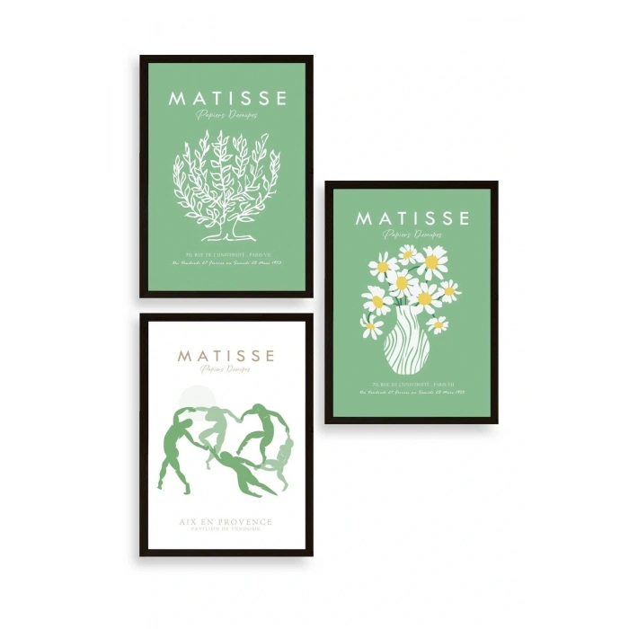 Matisse Üçlü Ahşap Çerçeveli Tablo 50 x 70