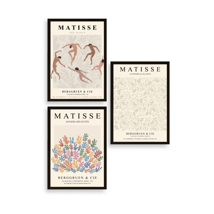 Matisse Üçlü Ahşap Çerçeveli Tablo 50 x 70