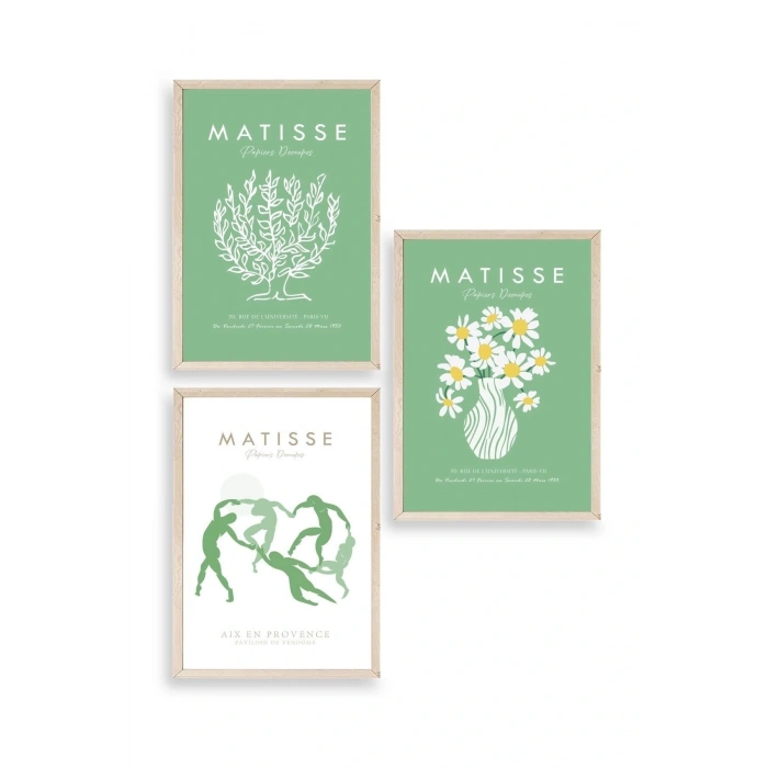 Matisse Üçlü Ahşap Çerçeveli Tablo 50 x 70