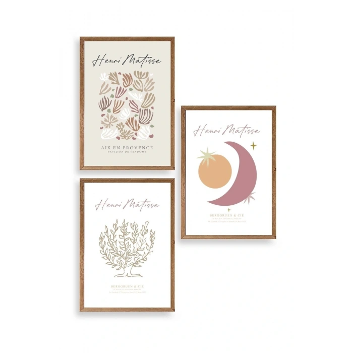 Matisse Üçlü Ahşap Çerçeveli Tablo 50 x 70