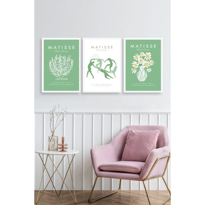 Matisse Üçlü Ahşap Çerçeveli Tablo 50 x 70