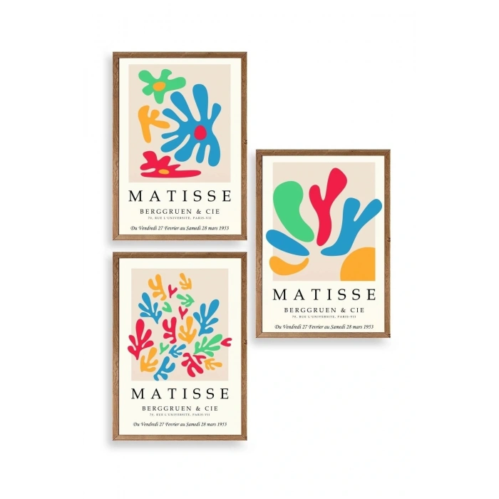 Matisse Üçlü Ahşap Çerçeveli Tablo 50 x 70