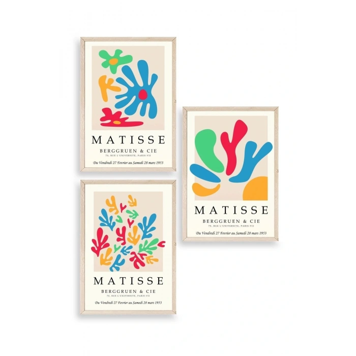 Matisse Üçlü Ahşap Çerçeveli Tablo 50 x 70