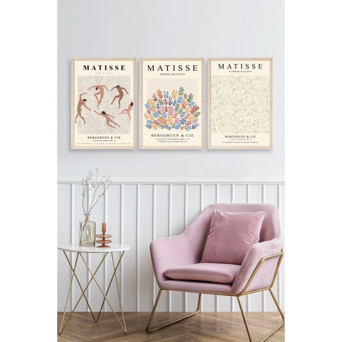 Matisse Üçlü Ahşap Çerçeveli Tablo 50 x 70