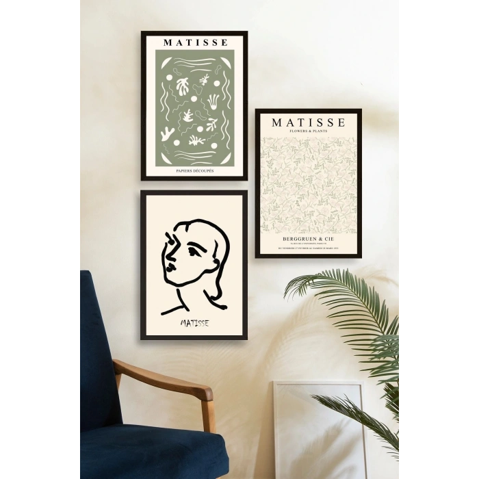 Matisse Üçlü Ahşap Çerçeveli Tablo 50 x 70