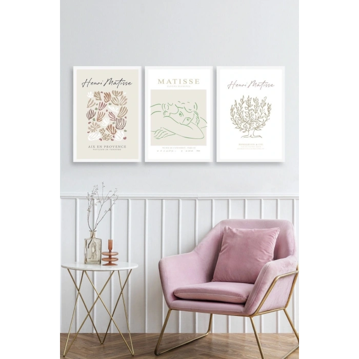 Matisse Üçlü Ahşap Çerçeveli Tablo 50 x 70