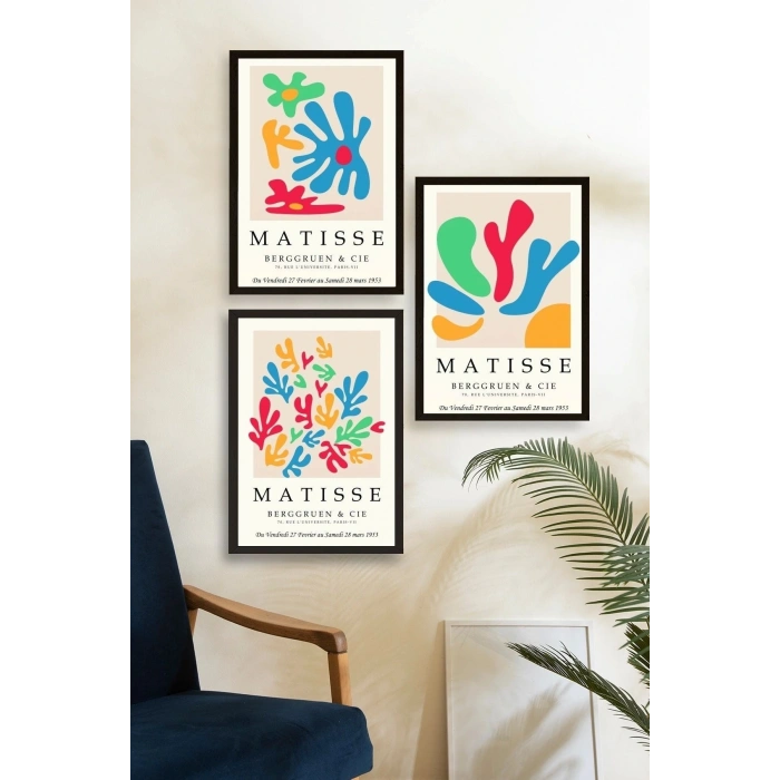 Matisse Üçlü Ahşap Çerçeveli Tablo 50 x 70